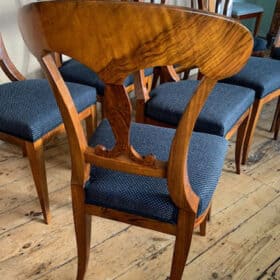 Set of Eight Walnut Biedermeier Chairs, 1820