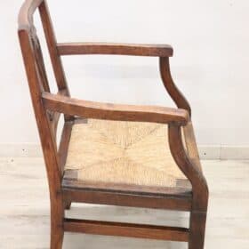 Louis XVI Walnut Armchair with Straw Seat, 18th Century