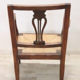 Louis XVI Walnut Armchair with Straw Seat, 18th Century