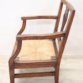 Louis XVI Walnut Armchair with Straw Seat, 18th Century