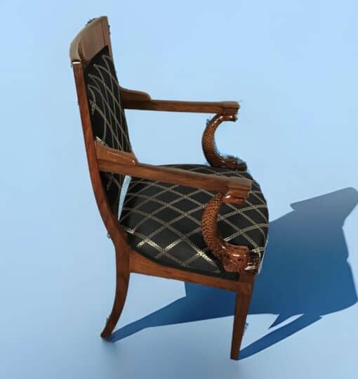 French Empire Armchair- side view on blue background- Styylish