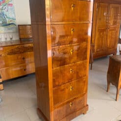 Biedermeier Pillar Chest of Drawers- locks- three quarter view left- Styylish