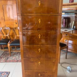 Biedermeier Pillar Chest of Drawers- locks- front view- Styylish