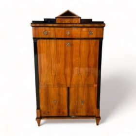 Biedermeier Secretaire, Cherry Veneer, Ebonized, Brass, South Germany circa 1820