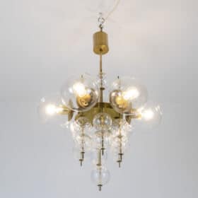 Brass and Glass Chandelier, 1970s