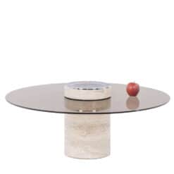 Travertine and Glass Table - Full Staged - Styylish