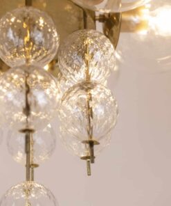 Brass and Glass Chandelier - Bulb with Lights On - Styylish