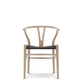 CH24 Wishbone Chair, Black Paper Cord