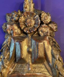 Pair of Gilt Wood Wall Sconces- detail of flower carving- Styylish