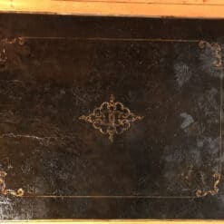 French antique secretary desk- detail view of the leather covering- Styylish