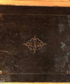 French antique secretary desk- detail view of the leather covering- Styylish