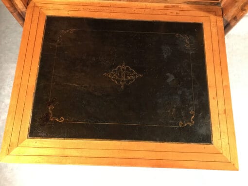 French antique secretary desk- view of the writing surface with leather covering- Styylish