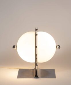 Metal and Opaline Lamp - Front View with Lights - Styylish