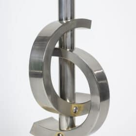 Sculptural Chromed Metal Lamp, 1970s