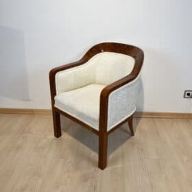 Biedermeier Bergere Chair, Creme Velvet, Austria circa 1840