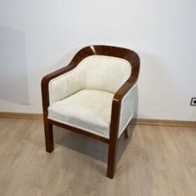 Biedermeier Bergere Chair, Creme Velvet, Austria circa 1840