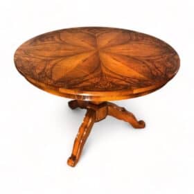 Antique Biedermeier Center Table, South German 1820-25, Walnut