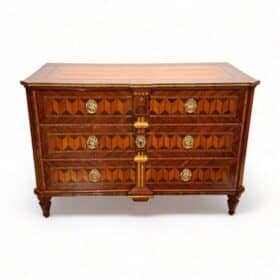 Louis XVI Walnut Commode, Inlays, Gold-Plate, Austria/Vienna circa 1790