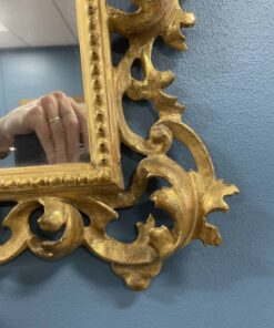 Hand-Carved Gilt Wood Mirror- detail of the lower right- Styylish