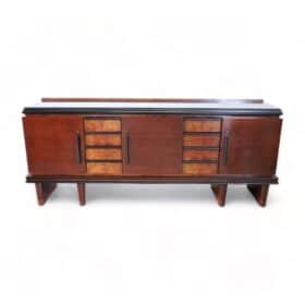 Italian Walnut Sideboard with Glass Top, Art Deco