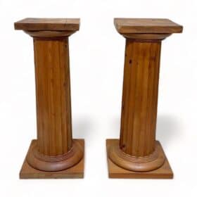 Pair of Large Neoclassical Columns, Pine Wood, France circa 1910