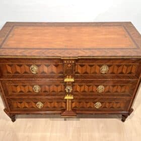 Louis XVI Walnut Commode, Inlays, Gold-Plate, Austria/Vienna circa 1790