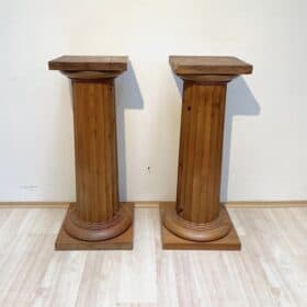 Pair of Large Neoclassical Columns, Pine Wood, France circa 1910