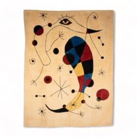 Abstract Tapestry or Rug, Inspired by Joan Miro. Contemporary Work.