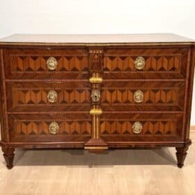 Louis XVI Walnut Commode, Inlays, Gold-Plate, Austria/Vienna circa 1790