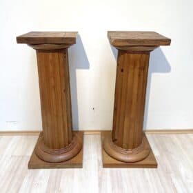 Pair of Large Neoclassical Columns, Pine Wood, France circa 1910