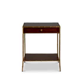 Side Table in Mahogany and Gilt Bronze, 1970s