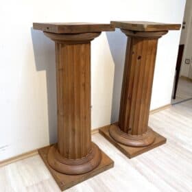 Pair of Large Neoclassical Columns, Pine Wood, France circa 1910