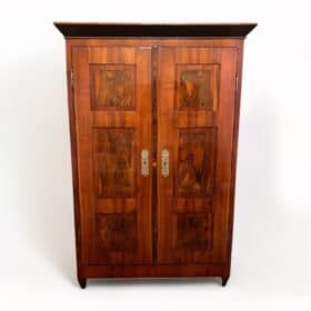 Large Biedermeier Wardrobe, Cherry, Walnut, Ebony, Brass, Southern Germany circa 1820