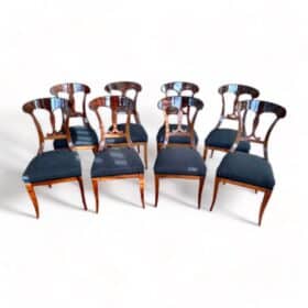 Set of Eight Walnut Biedermeier Chairs, 1820