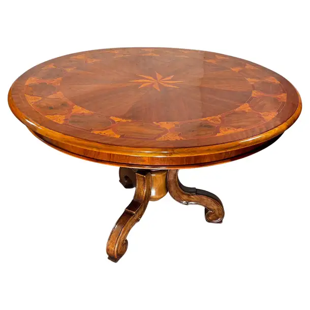 Biedermeier Marquetry Center Table- Styylish