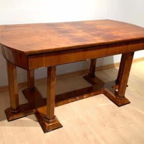 Neoclassical Biedermeier Desk, Cherry Veneer, Six Columns, Austria, circa 1830