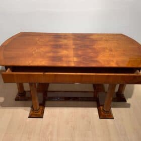 Neoclassical Biedermeier Desk, Cherry Veneer, Six Columns, Austria, circa 1830