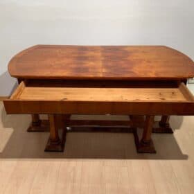 Neoclassical Biedermeier Desk, Cherry Veneer, Six Columns, Austria, circa 1830