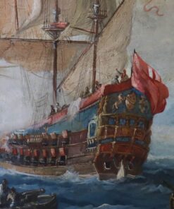 Oil Painting of Coastal Scene - Galleon Detail - Styylish