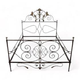 Early 19th Century France Antique Iron Bed Frame with Hand Paintings