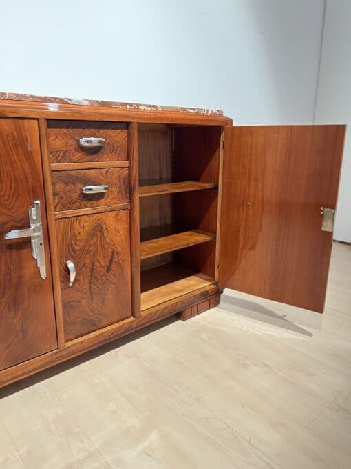 Art Deco Walnut Sideboard - Open Door with Compartments - Styylish