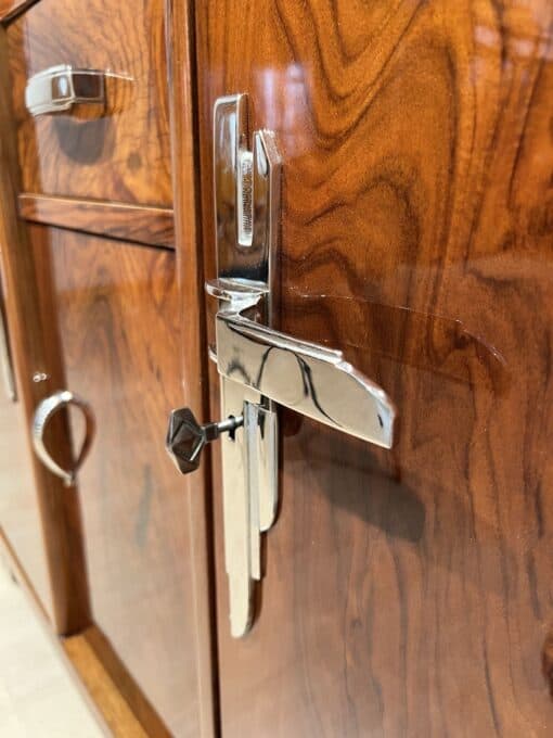 Art Deco Walnut Sideboard - Nickel Details - Styylish