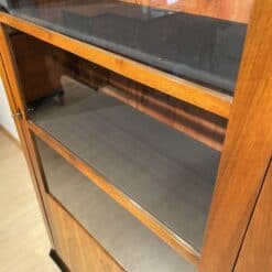 Walnut Biedermeier Bookcase - Glass Detail - Styylish