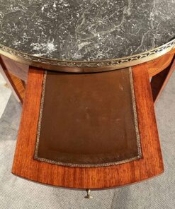 Bouillotte Table- detail of inset panel with leather- Styylish