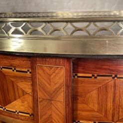 Bouillotte Table- detail of veneer and brass gallery- Styylish