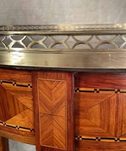 Bouillotte Table- detail of veneer and brass gallery- Styylish