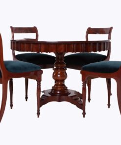 Alternative view of Biedermeier Dining Set, Round Table and Four Chairs, 19th Century