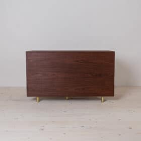 Mid-century Dining Table, Teak Wood, Brass Elements, Norway, 1950s