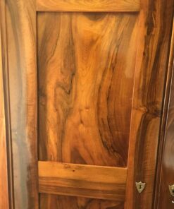 Biedermeier walnut armoire- walnut veneer detail of the door upper part- Styylish