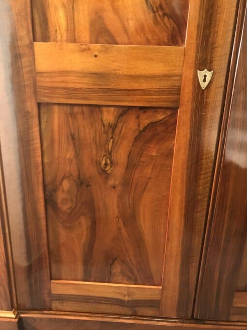 Biedermeier walnut armoire- walnut veneer detail of the door lower part- Styylish